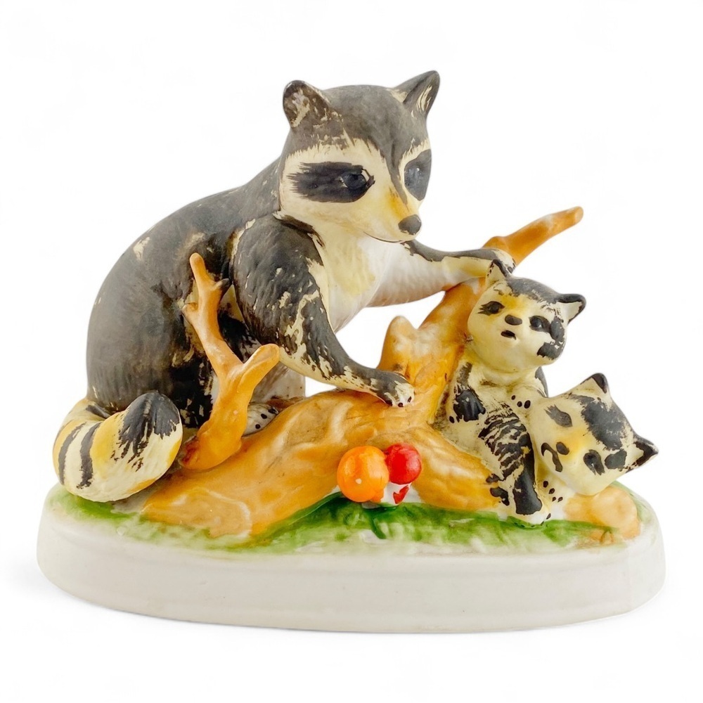 Vintage Ceramic Raccoon with Kits​